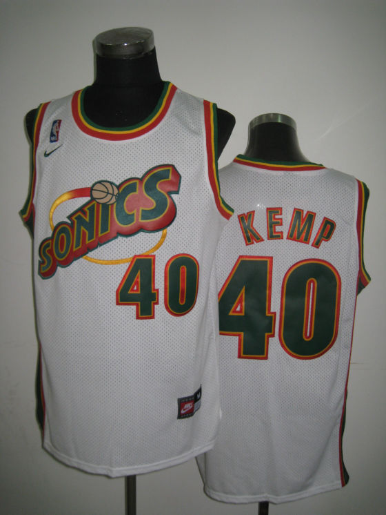 NBA Seattle Sonics 40 Shaw Kemp Swingman Throwback White Jersey